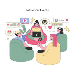 Social Influencers. Flat Vector Illustration