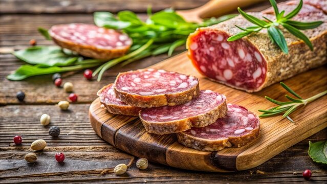 Traditional Italian spreadable salami from Marche region, salami, ciauscolo, Italian, charcuterie, food, spreadable, cured