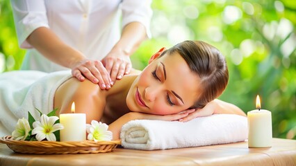 A woman receiving a relaxing massage at a beauty salon, beauty, spa, wellness, relaxation, therapy, treatment, pampering