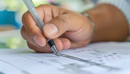 Close Up of Hand Writing on Paper with Pen
