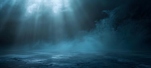 Fototapeta premium Minimalist Blue Fog Background with Light Beam