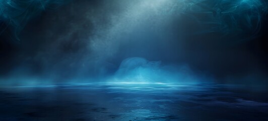 Fototapeta premium Abstract Blue Foggy Background with Light