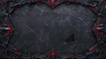 Dark Fantasy Stone Frame with Red Accents