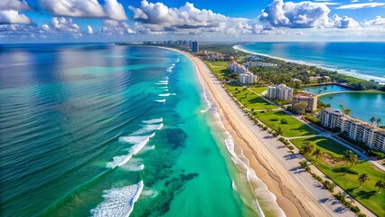 Aerial view of turquoise waters and sandy beaches on Singer Island, West Palm Beach, Florida