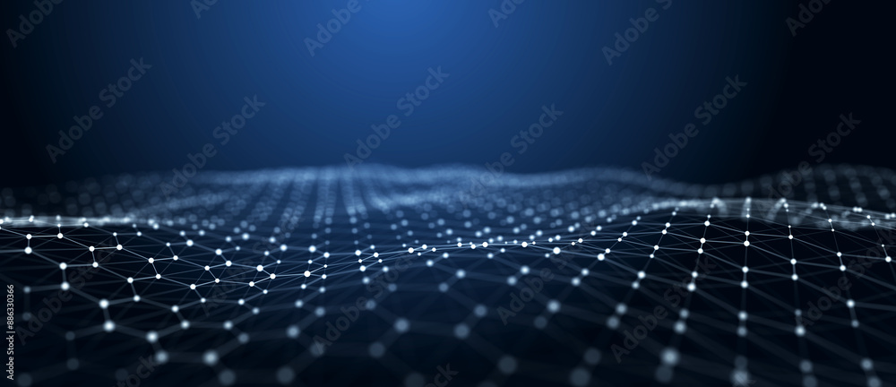 Aufkleber Network connection structure. Data transfer. Abstract background with interweaving of dots and lines. 3D rendering.