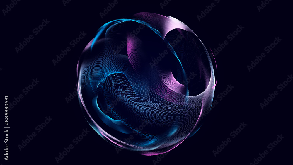 Fototapete Sphere with connecting points. Global Connection Technology. The accumulation of information. 3D rendering.