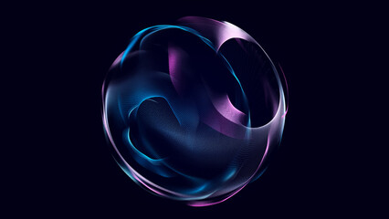 Sphere with connecting points. Global Connection Technology. The accumulation of information. 3D rendering.