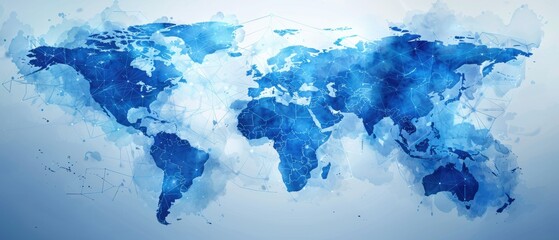 Obraz premium A world map with connecting lines, representing international business connections. 