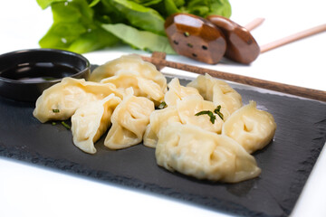 Steamed gyoza dumplings 