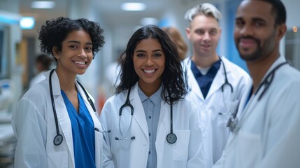 cultural competence in healthcare, diverse medical team collaborating in a hospital, underlining cultural competencys significance in healthcare delivery