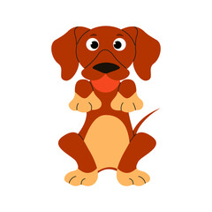 Dachshund dog sitting with ball in mouth. Playful pedigree puppy in hand drawn style