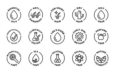 hair shampoo black outline icon round rounded circle badge stamp label isolated on transparent background