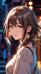 Fototapeta premium Detailed Earring on Female Anime Character