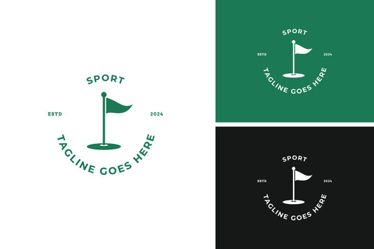Golf flag logo design vector illustration template idea