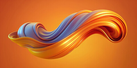 An abstract, modern 3D design featuring a flowing orange shape against a light grey background. The design is sleek, fluid, and dynamic, creating a sense of movement and energy