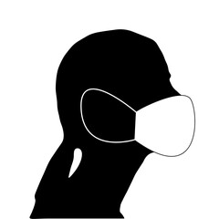 silhouette or illustration of a person wearing a mask because of Covid