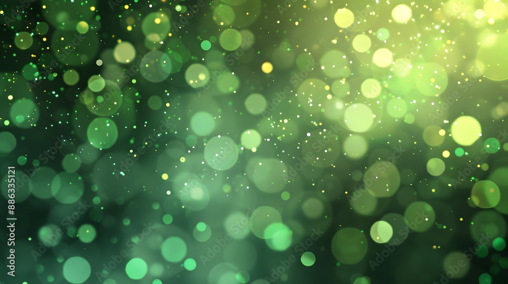 Wall mural abstract green bokeh background with particles