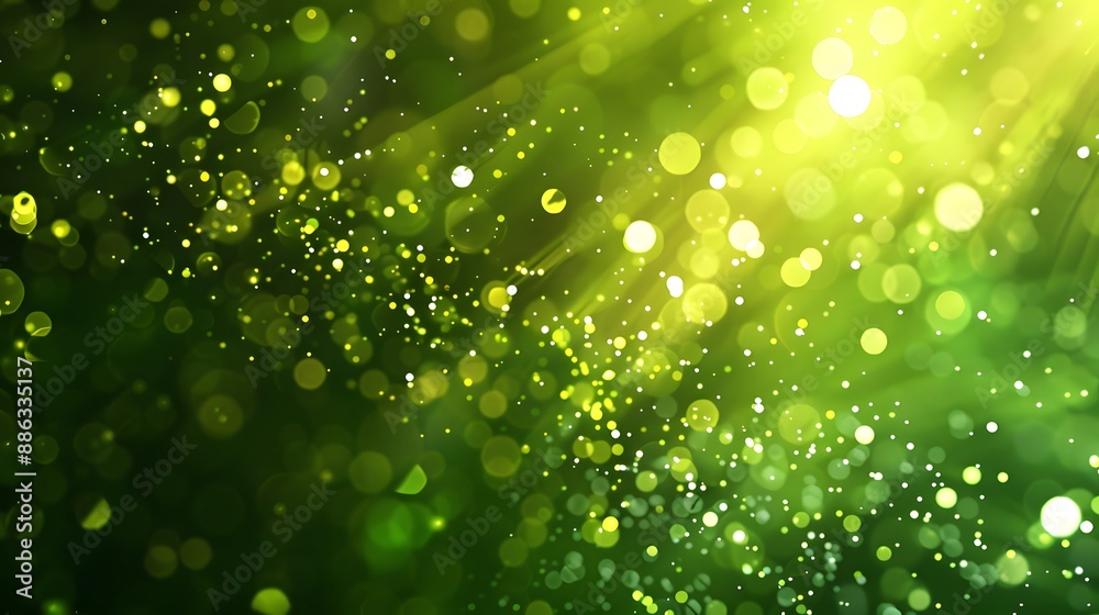 Wall mural abstract green bokeh background with light rays
