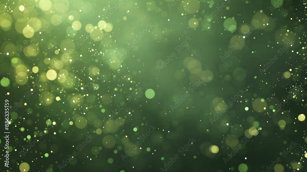 Wall mural abstract green bokeh background with dust particles