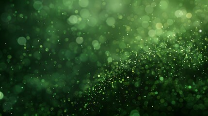 Abstract Green Bokeh Background With Particles