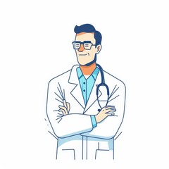 Modern Scientist in Lab Coat - Professional Vector Illustration with Clean Lines