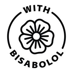 with bisabolol black outline icon round rounded circle badge stamp label isolated on transparent background