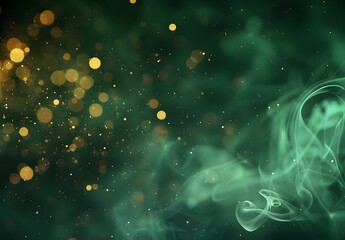 Abstract Green & Gold Bokeh Smoke Background
