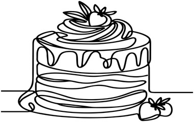 Outlined birthday cake for coloring book vector