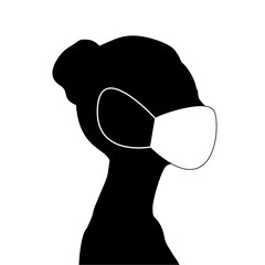 silhouette or illustration of a person wearing a mask because of Covid