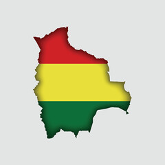 BOLIVIA Map with flag in body