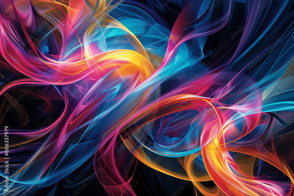 Aufkleber A dynamic and colorful digital artwork featuring swirling patterns and fluid shapes, ideal for a visually striking computer wallpaper.