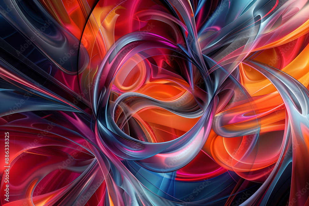Aufkleber A dynamic and colorful digital artwork featuring swirling patterns and fluid shapes, ideal for a visually striking computer wallpaper.