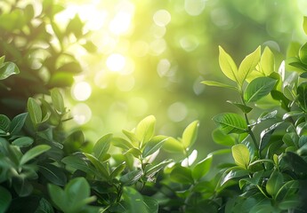 Sunlight Through Green Leaves - Nature Background