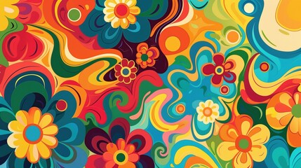Abstract floral Summer wallpaper, background design with many colorful flowers. Generative Ai