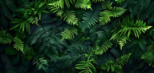 Dark Green Forest Ferns Top View Photography
