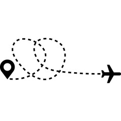 Airplane Path Way. Airplane Track to Point. Plane Flight Path. Flight Route Icon