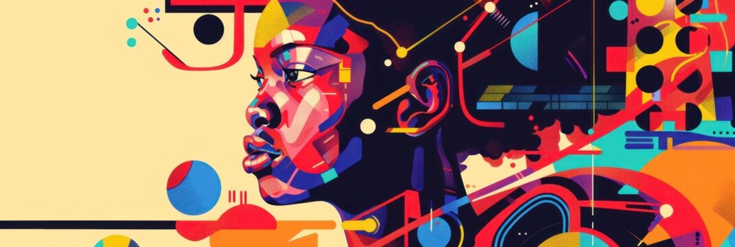 Abstract geometric shapes in vibrant color matrix