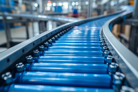 Automated roller conveyor of automatic production line of manufacturing process transportation.