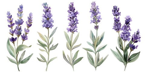 Watercolor lavender flower set on a white background for wedding invitation design. Concept Wedding Invitations, Watercolor Flowers, Lavender Theme, White Background, Floral Design