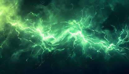 Obraz premium Abstract Green Lightning Energy Background Wallpaper