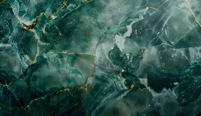 High Resolution Green Marble Background with Gold Veins