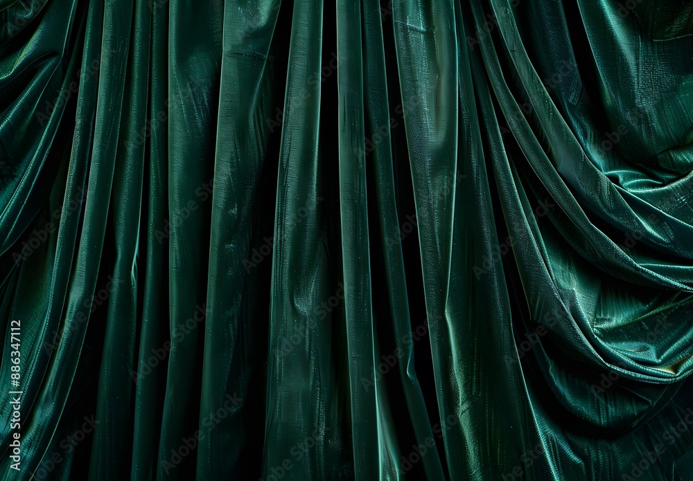 Wall mural Close-Up Green Velvet Curtain Drape Studio Lighting