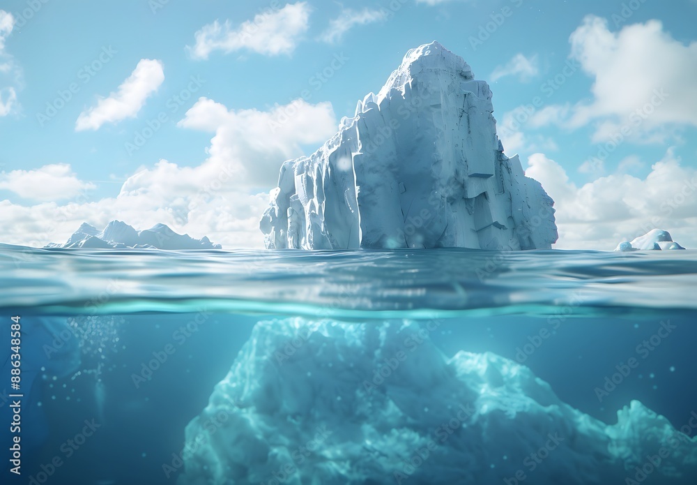 Wall mural Iceberg Underwater View - Half Above, Half Below