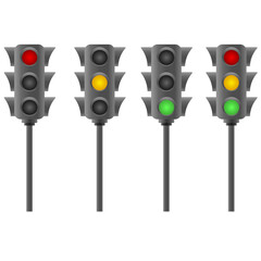 Set of traffic lights. Realistic set of traffic lights. Vector illustration