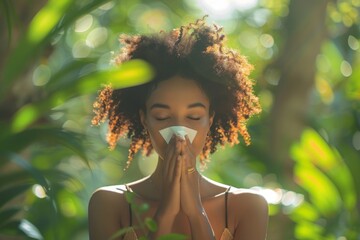 Woman with Allergies in Park