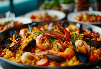 Traditional spanish seafood paella
