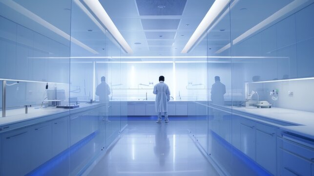 A Sole Figure in a Modern Biomedical Research Lab