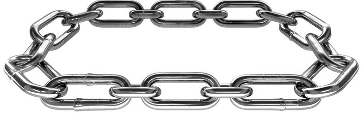 Chain. Three-Dimensional Steel Link on Isolated Background