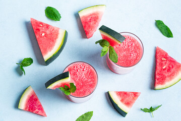 Fresh watermelon juice with mint
