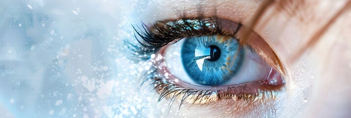 Close-up Blue Eye with Blurred Background for Vision and Focus